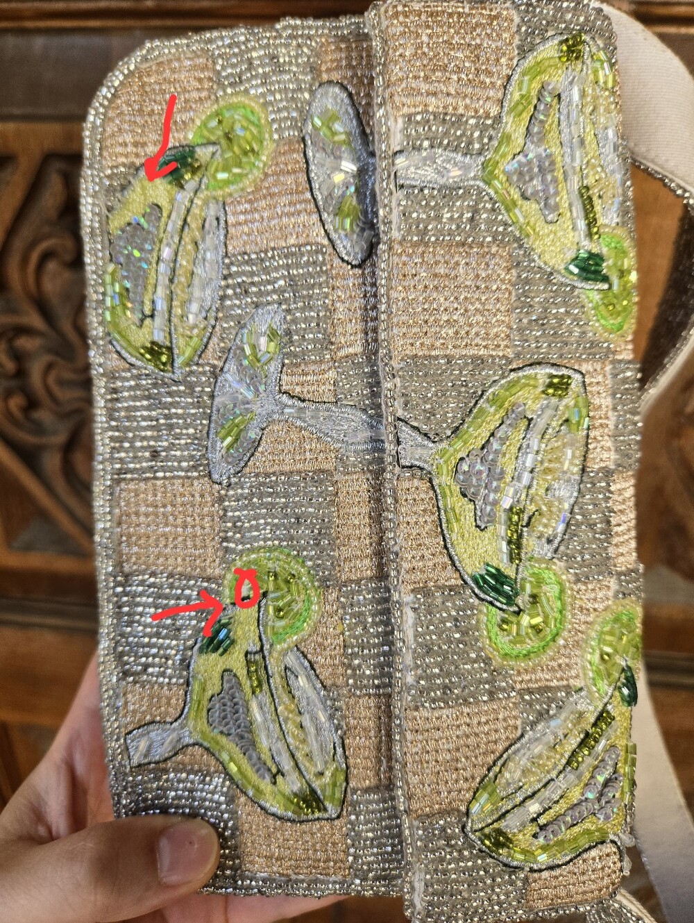 ​Anthropologie Fiona Beaded Margarita Bag Checkered Margs Cocktail Shoulder EUC - Picture 15 of 15